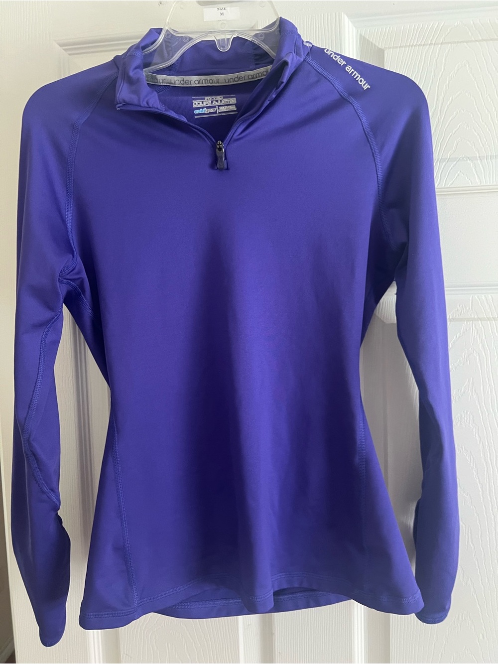Under Armour Women's Medium ColdGear Fitted 1/4 Zip Purple Long Sleeve Pullover
